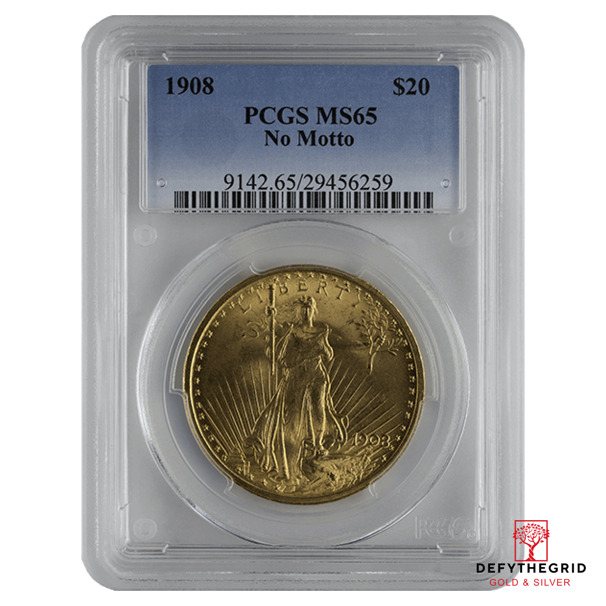 $20 U.S. GOLD SAINT PCGS65 NO MOTTO Obverse product photo