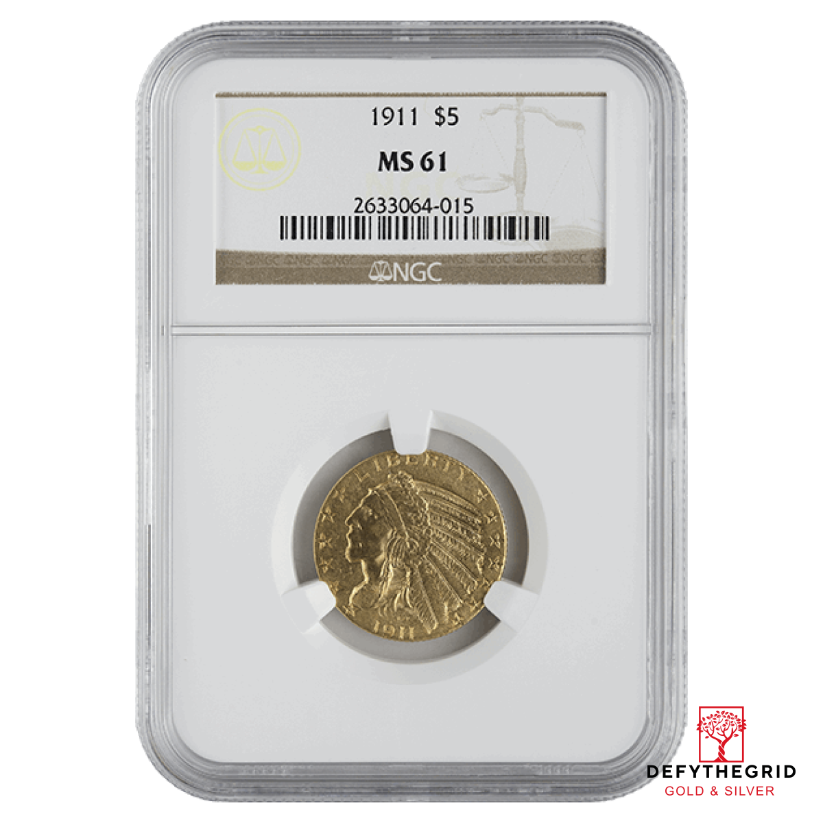 $5 U.S. GOLD INDIAN NGC61 Obverse product photo