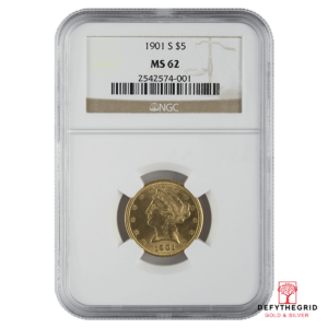 $5 U.S. GOLD LIBERTY NGC MS62 Obverse product photo