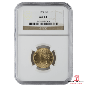 $5 U.S. GOLD LIBERTY NGC MS63 Obverse product photo