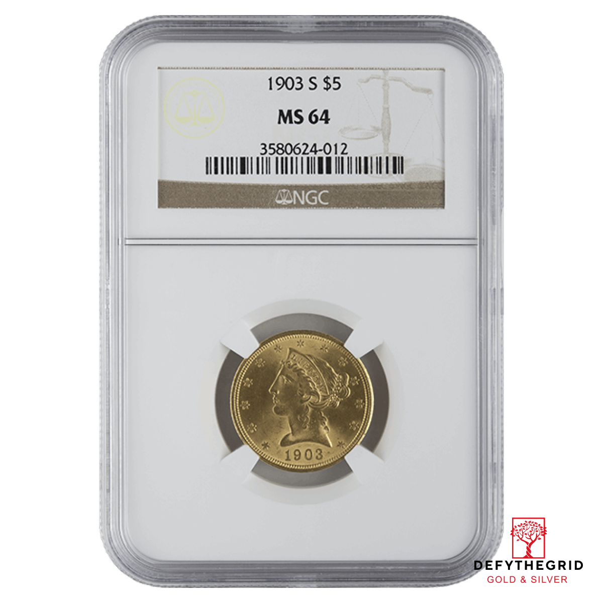 $5 U.S. GOLD LIBERTY NGC MS64 Obverse product photo