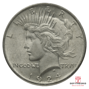 AMERICAN SILVER PEACE DOLLAR AU Obverse product photo