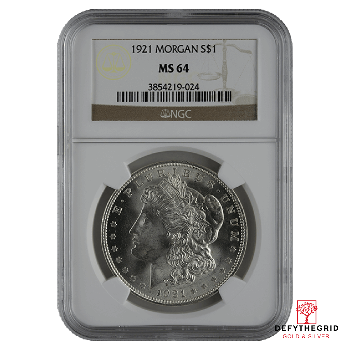 1921 AMERICAN SILVER MORGAN DOLLAR NGC62 Obverse product photo