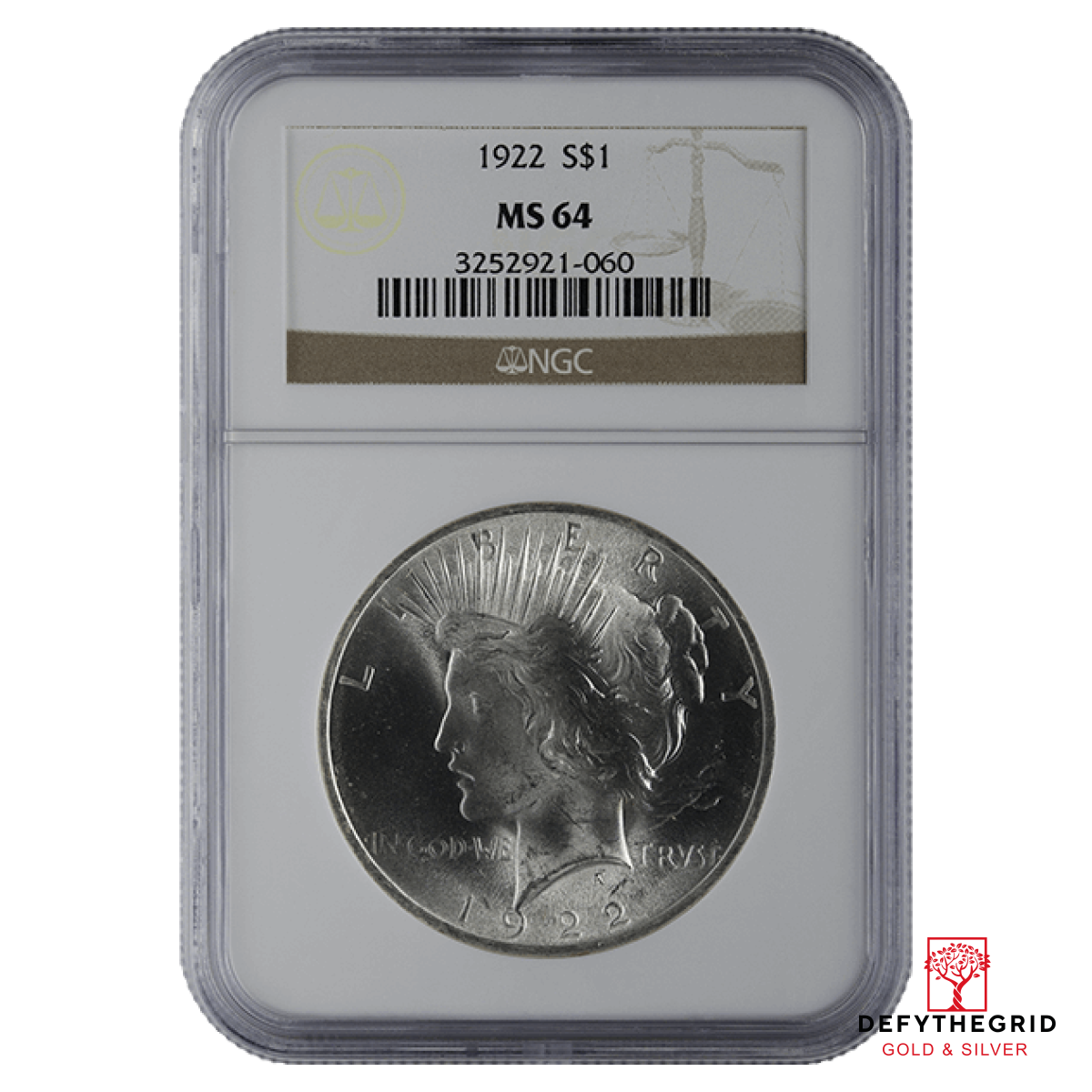 1921-1935 AMERICAN SILVER PEACE DOLLAR NGC64 Obverse product photo