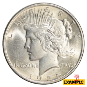 1925 $1 U.S. SILVER PEACE BU Obverse product photo