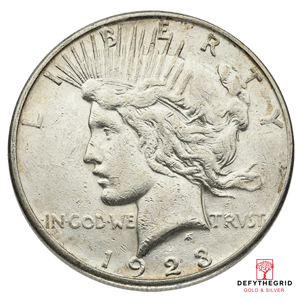 AMERICAN SILVER PEACE DOLLAR CLEANED OR EXCESSIVE WEAR Obverse product photo