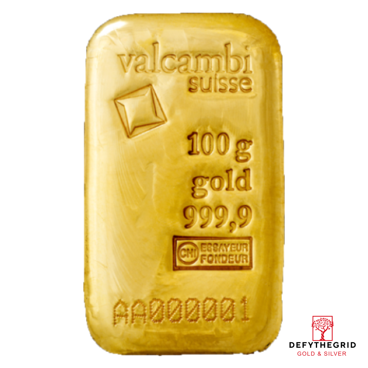 100 GRAM GOLD BAR VALCAMBI CAST Obverse product photo