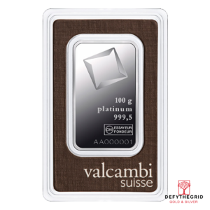 100 GRAM PLATINUM BAR VALCAMBI Obverse product photo