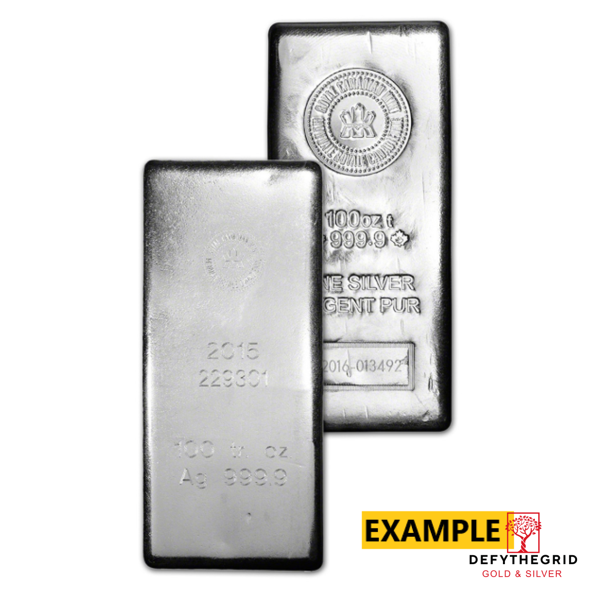 100 OZ SILVER BAR ROYAL CANADIAN MINT Obverse product photo