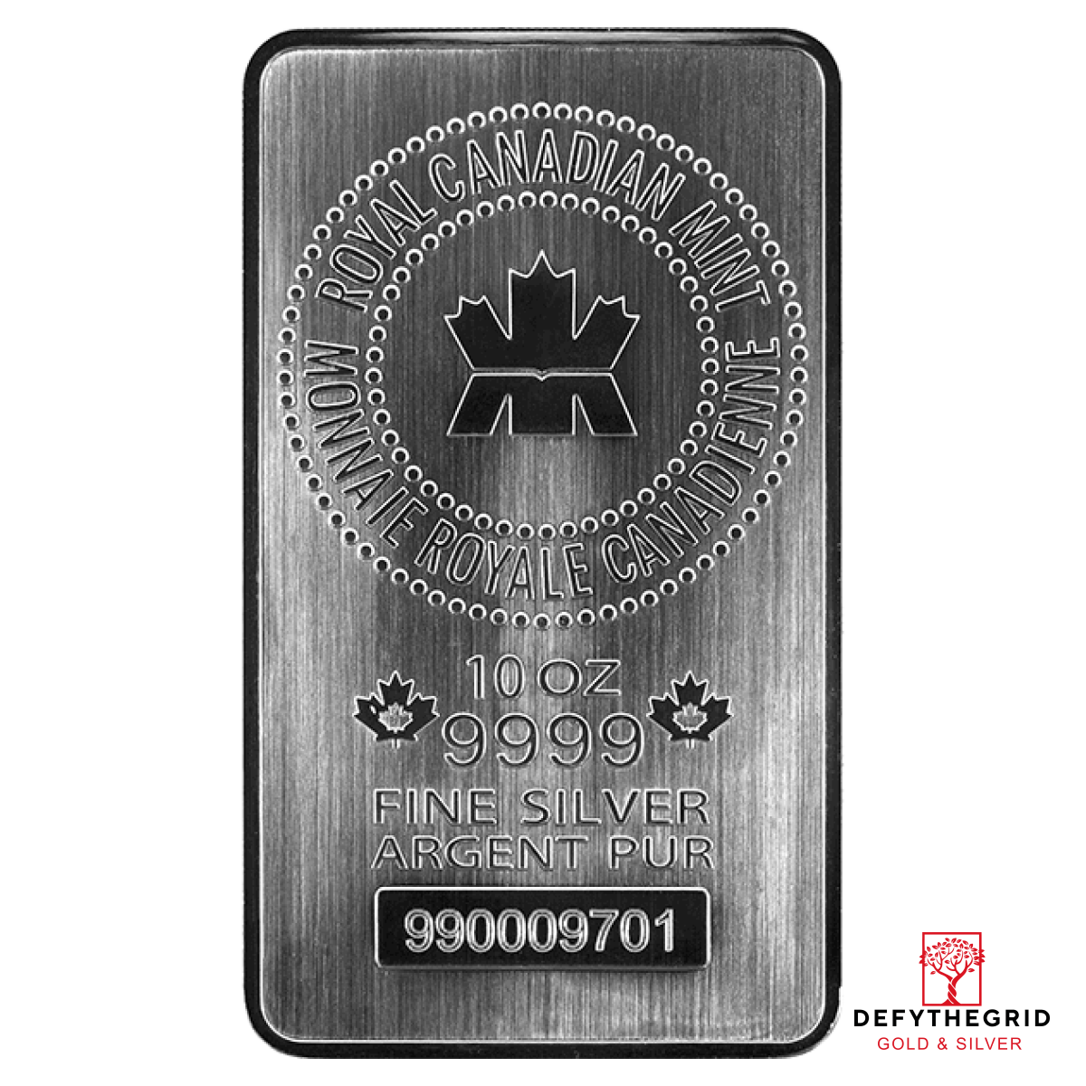 10 OZ SILVER BAR ROYAL CANADIAN MINT Obverse product photo