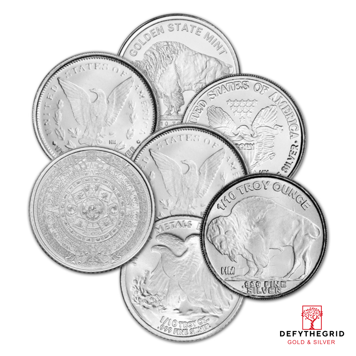 1/10 OZ SILVER ROUND GENERIC BRAND Reverse product photo