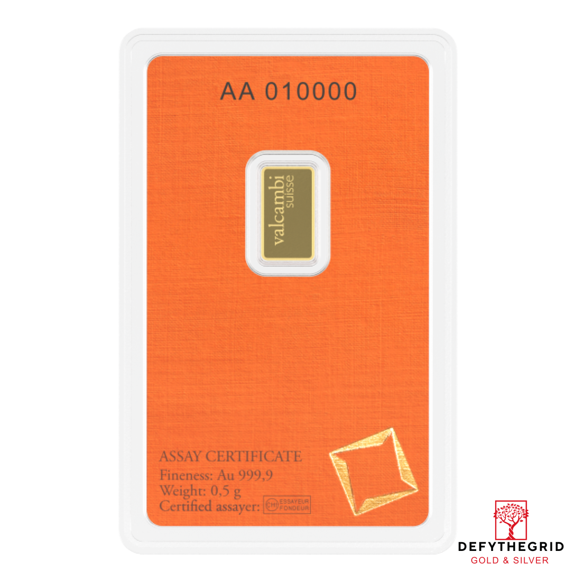 1/2 GRAM GOLD BAR VALCAMBI Reverse product photo