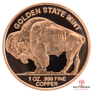 1 OZ COPPER ROUND BUFFALO Reverse product photo