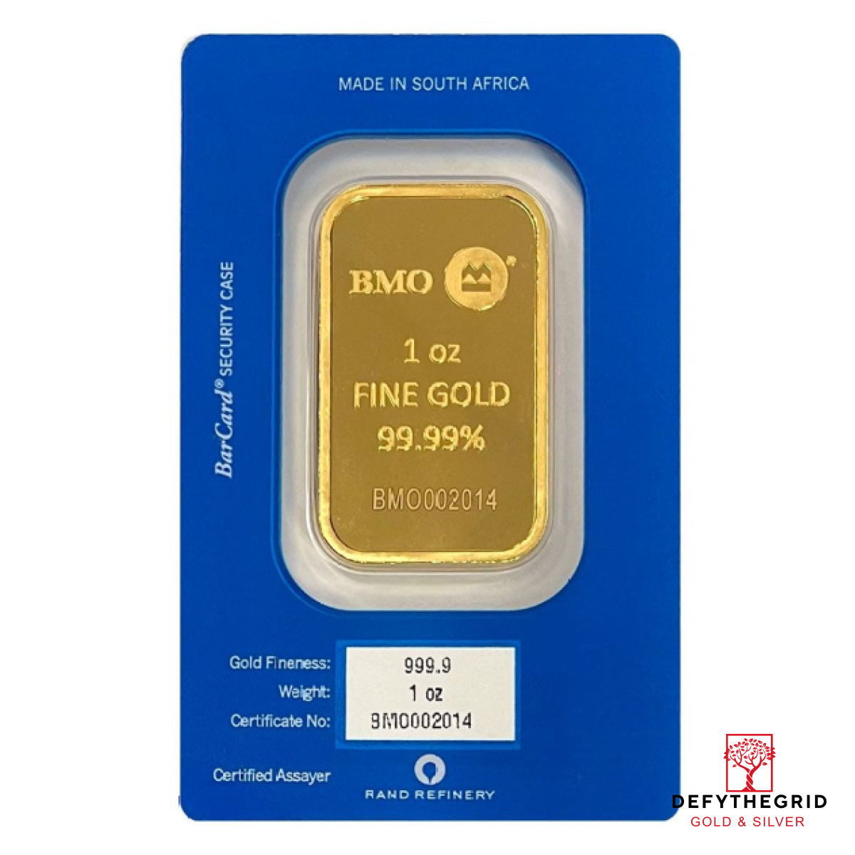 1 OZ GOLD BAR BANK OF MONTREAL Obverse product photo