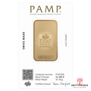 1 OZ GOLD BAR PAMP .9999 FINE Reverse product photo