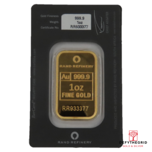 1 OZ GOLD BAR RAND REFINERY Reverse product photo