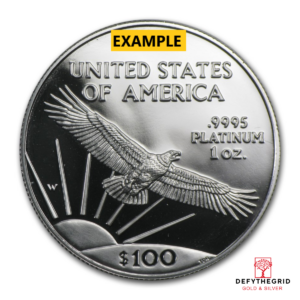 1 OZ AMERICAN PLATINUM EAGLE PROOF WITH ORIGINAL BOX AND PAPERS Reverse product photo