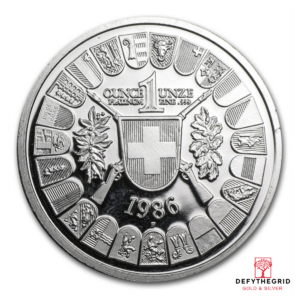 1 OZ SWISS PLATINUM THALER Reverse product photo