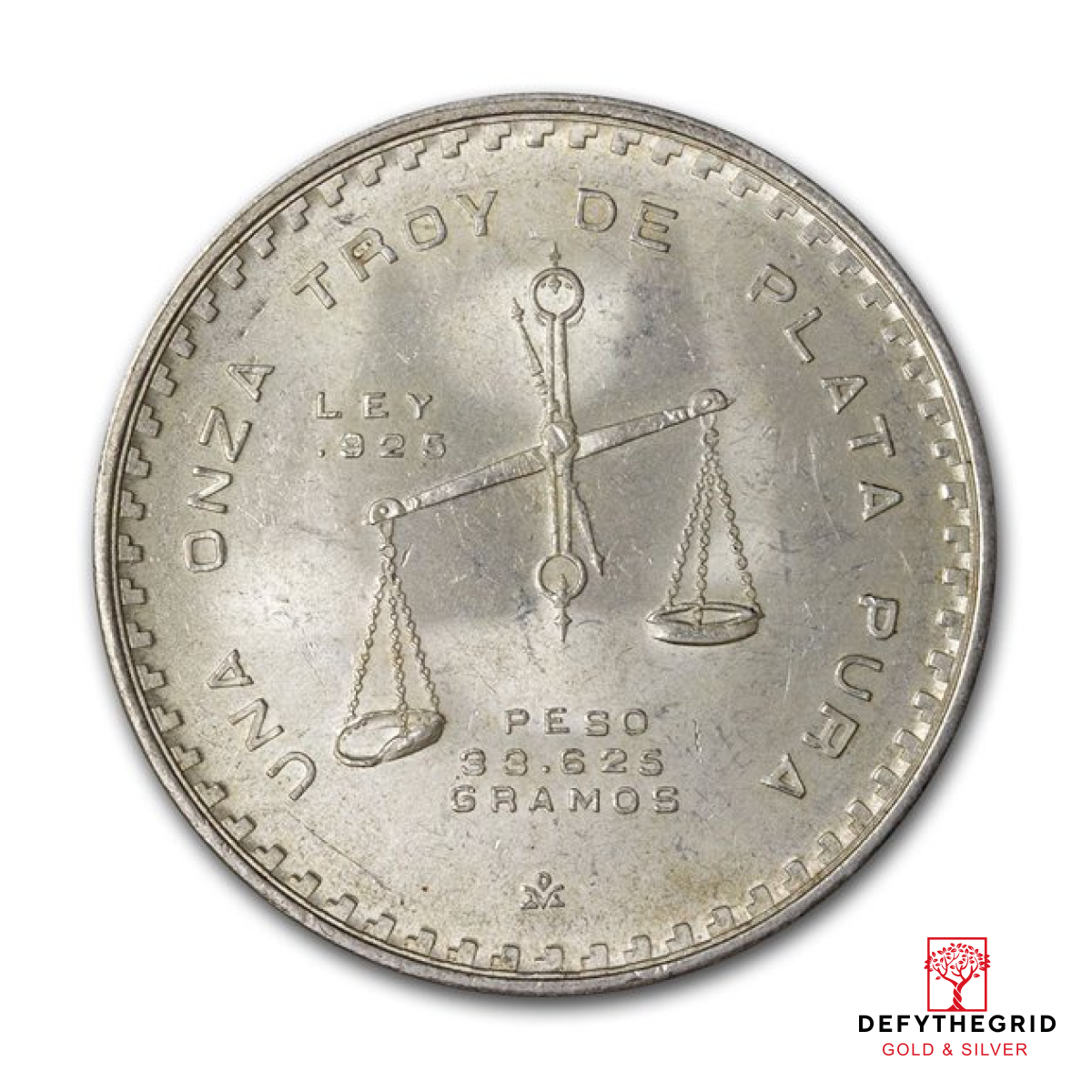 1 OZ MEXICAN STERLING SILVER ONZA CASA DE MONEDA Reverse product photo