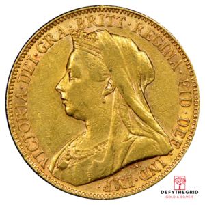 ENGLISH GOLD SOVEREIGN QUEEN VEILED HEAD Obverse product photo