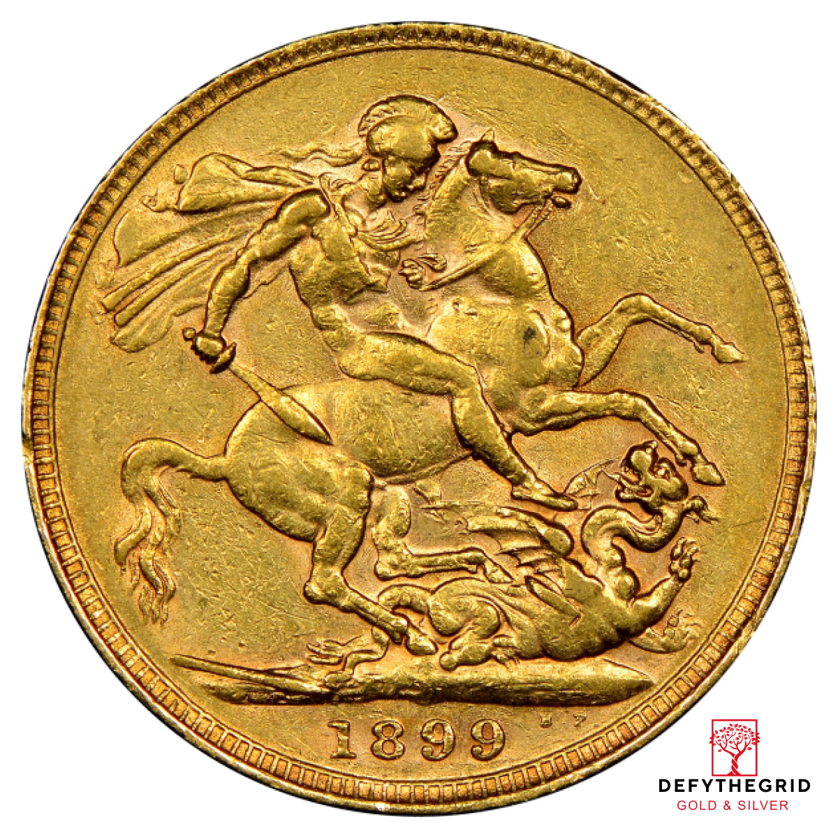 ENGLISH GOLD SOVEREIGN QUEEN VEILED HEAD Reverse product photo