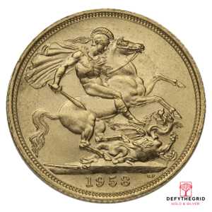 ENGLISH GOLD SOVEREIGN QUEEN ELIZABETH Reverse product photo