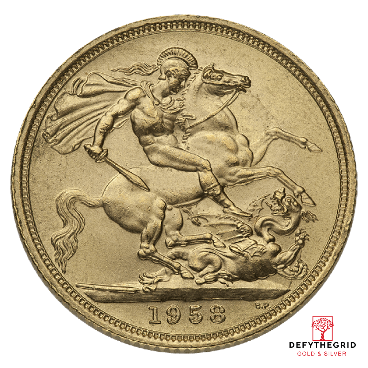 ENGLISH GOLD SOVEREIGN QUEEN ELIZABETH Reverse product photo