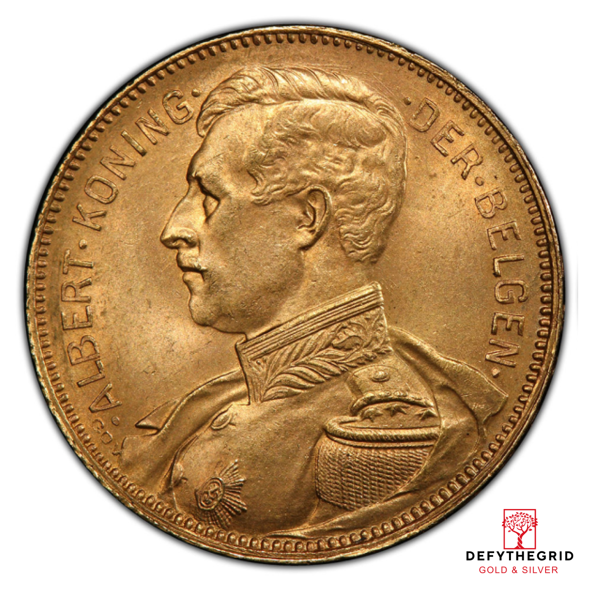 20 FRANC BELGIUM GOLD COIN ALBERT I Obverse product photo