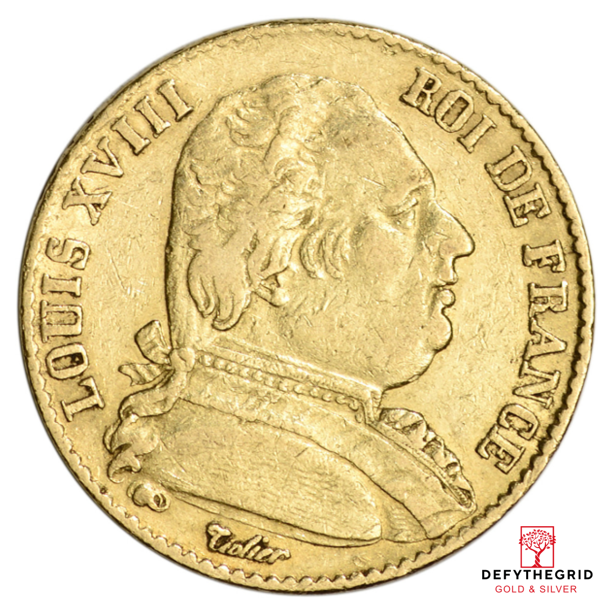 20 FRANC FRENCH GOLD COIN LOUIS XVIII Obverse product photo