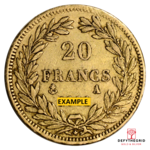 20 FRANC FRENCH GOLD COIN LOUIS PHILIPPE Reverse product photo