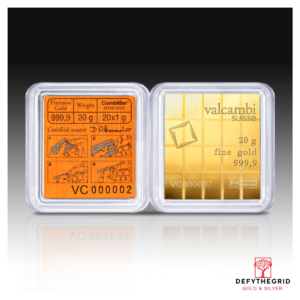 20 GRAM GOLD COMBI BAR VALCAMBI Obverse product photo