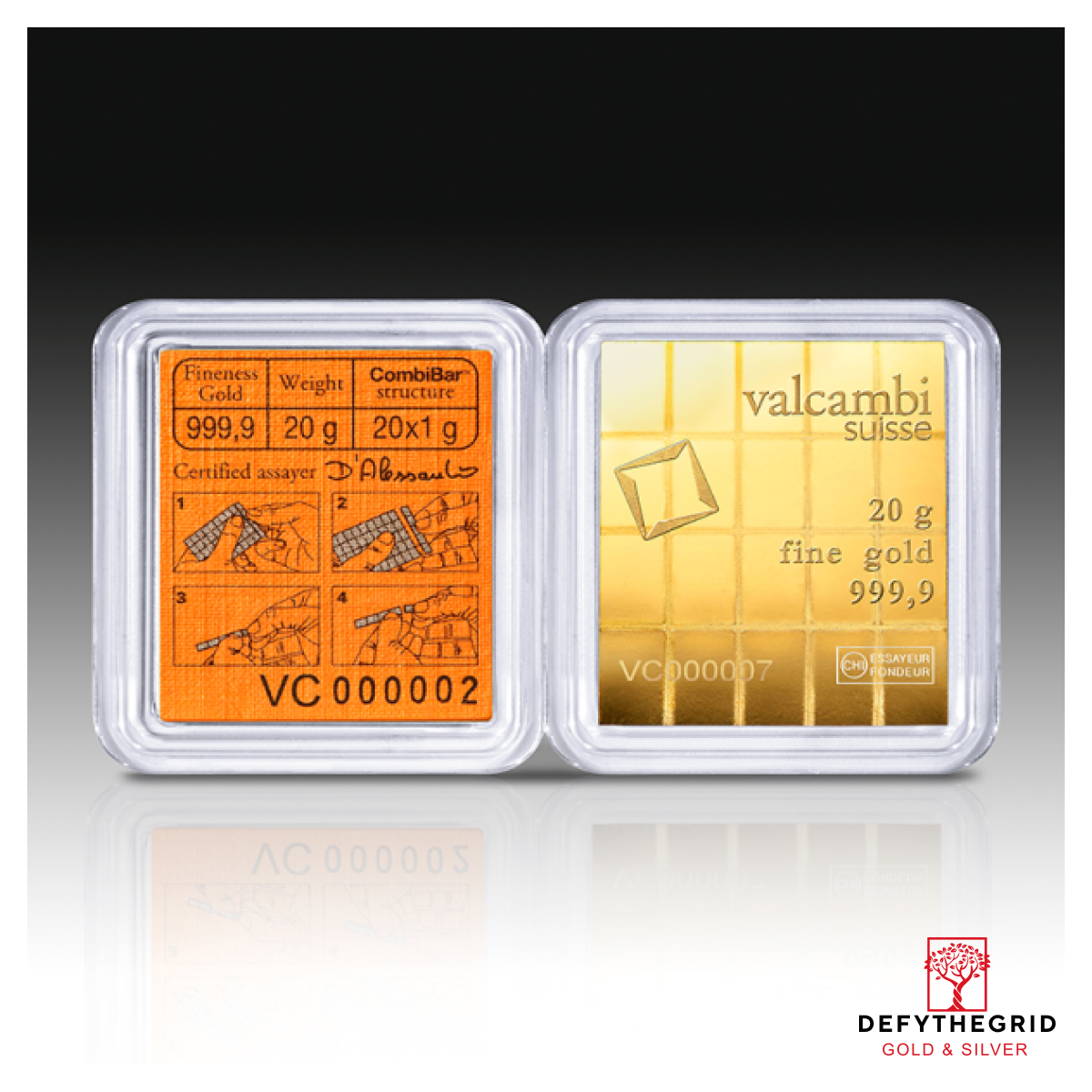 20 GRAM GOLD COMBI BAR VALCAMBI Obverse product photo