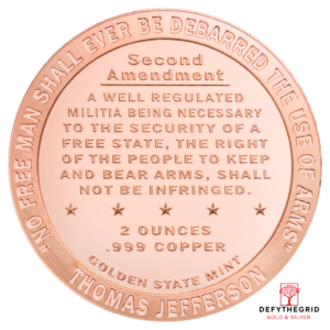 2 OZ COPPER ROUND SECOND AMENDMENT Reverse product photo