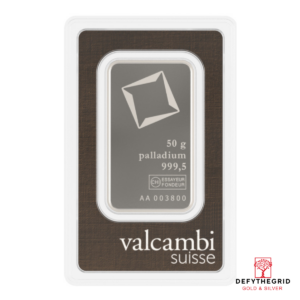 50 GRAM PALLADIUM BAR VALCAMBI Obverse product photo