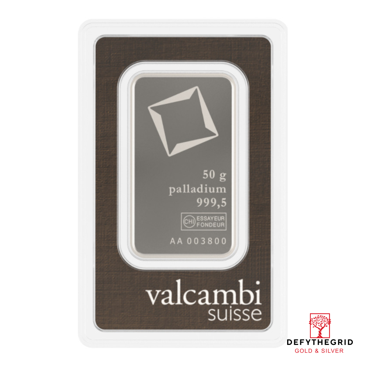 50 GRAM PALLADIUM BAR VALCAMBI Obverse product photo