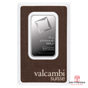 50 GRAM PLATINUM BAR VALCAMBI Obverse product photo