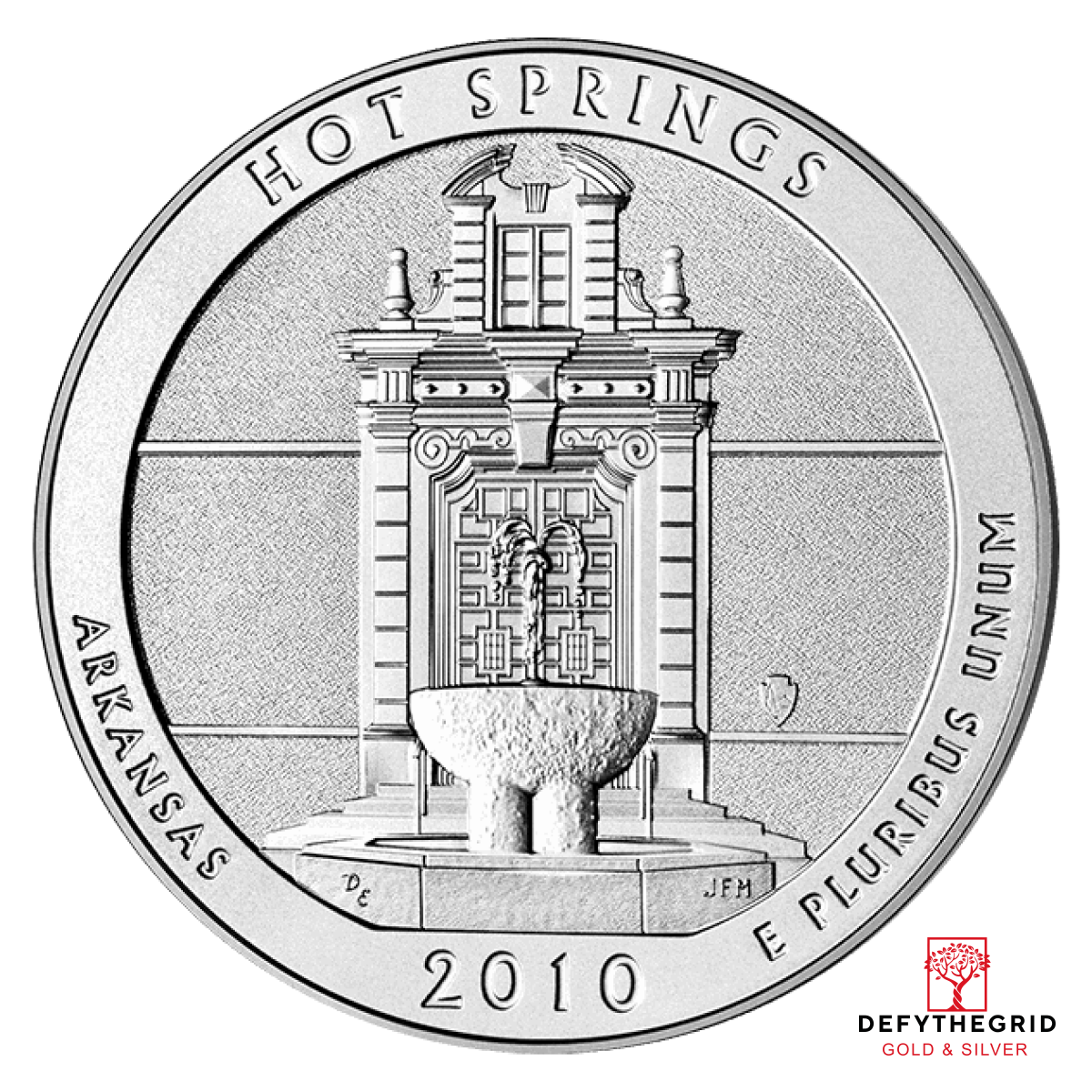 2010 5 OZ SILVER ATB HOT SPRINGS Obverse product photo