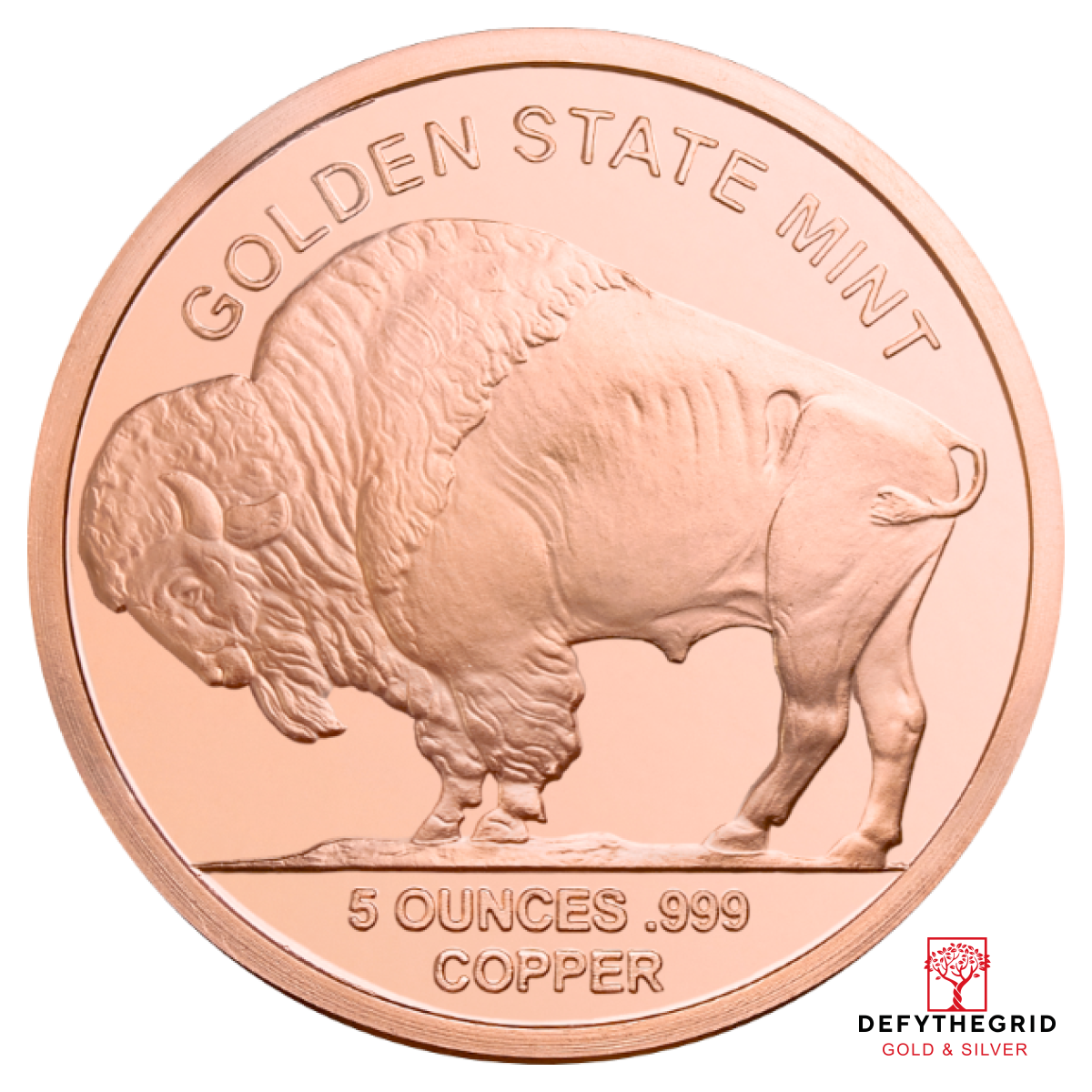 5 OZ COPPER ROUND BUFFALO Reverse product photo