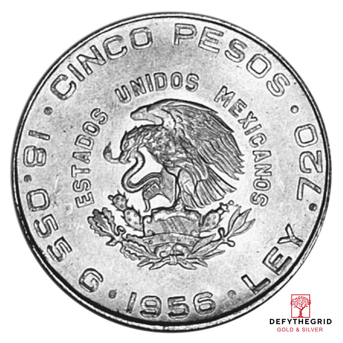 1955-1957 MEXICAN 5 PESO SILVER HIDALGO Obverse product photo