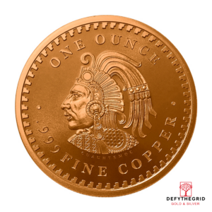 1 OZ COPPER ROUND AZTEC CALENDAR Reverse product photo