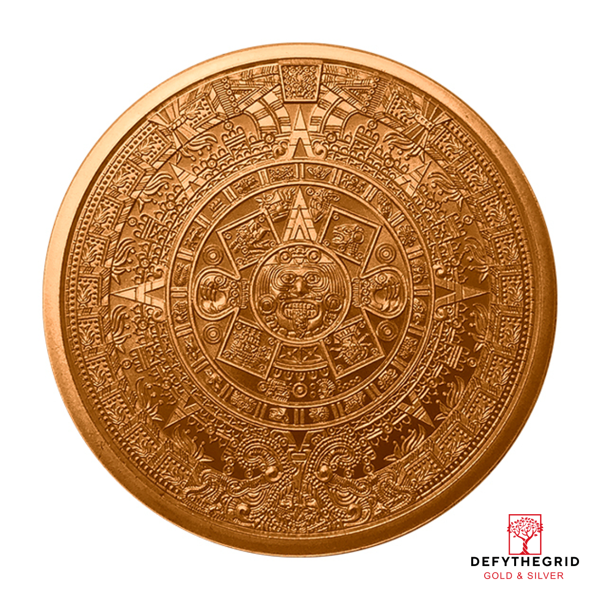 1 OZ COPPER ROUND AZTEC CALENDAR Obverse product photo