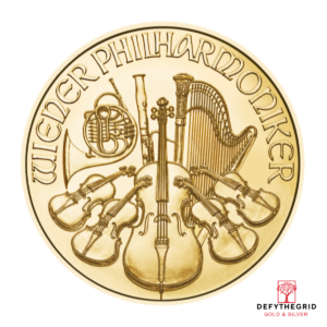 1/25 OZ AUSTRIAN GOLD PHILHARMONIC Reverse product photo