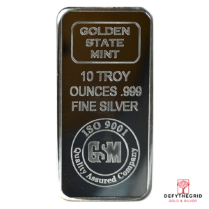 10 OZ SILVER BAR GOLDEN STATE MINT Obverse product photo