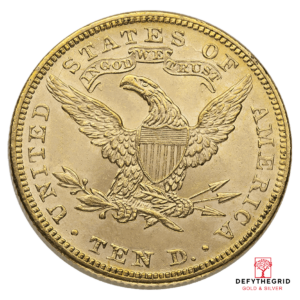 $10 U.S. GOLD LIBERTY BU Reverse product photo
