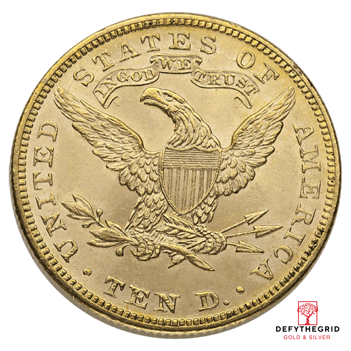$10 U.S. GOLD LIBERTY BU Reverse product photo