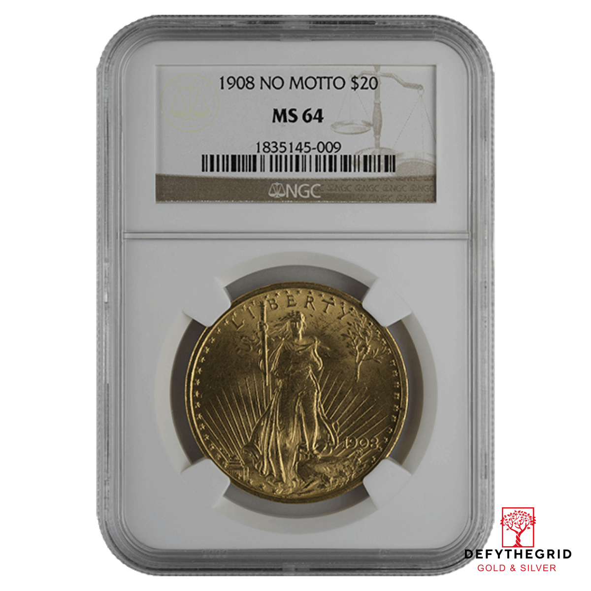 $20 U.S. GOLD SAINT NGC64 NO MOTTO Obverse product photo