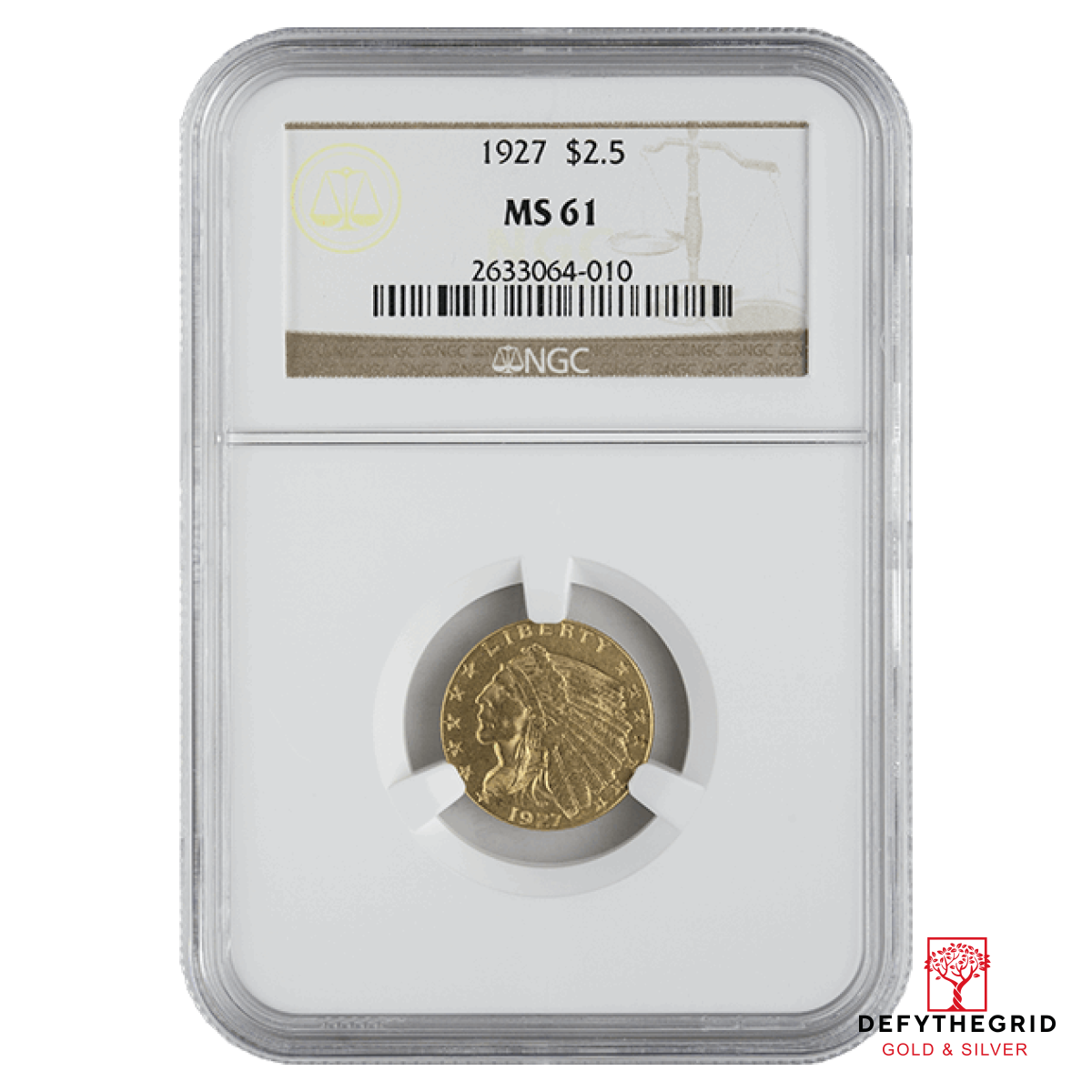 $2.5 U.S. GOLD INDIAN NGC61 Obverse product photo