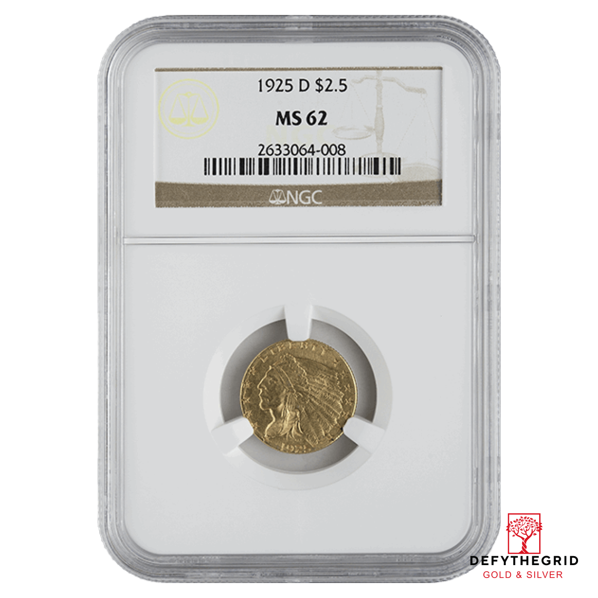 $2.5 U.S. GOLD INDIAN NGC62 Obverse product photo