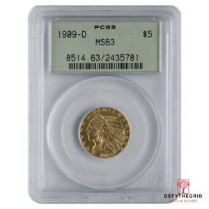 $5 U.S. GOLD INDIAN PCGS63 Obverse product photo