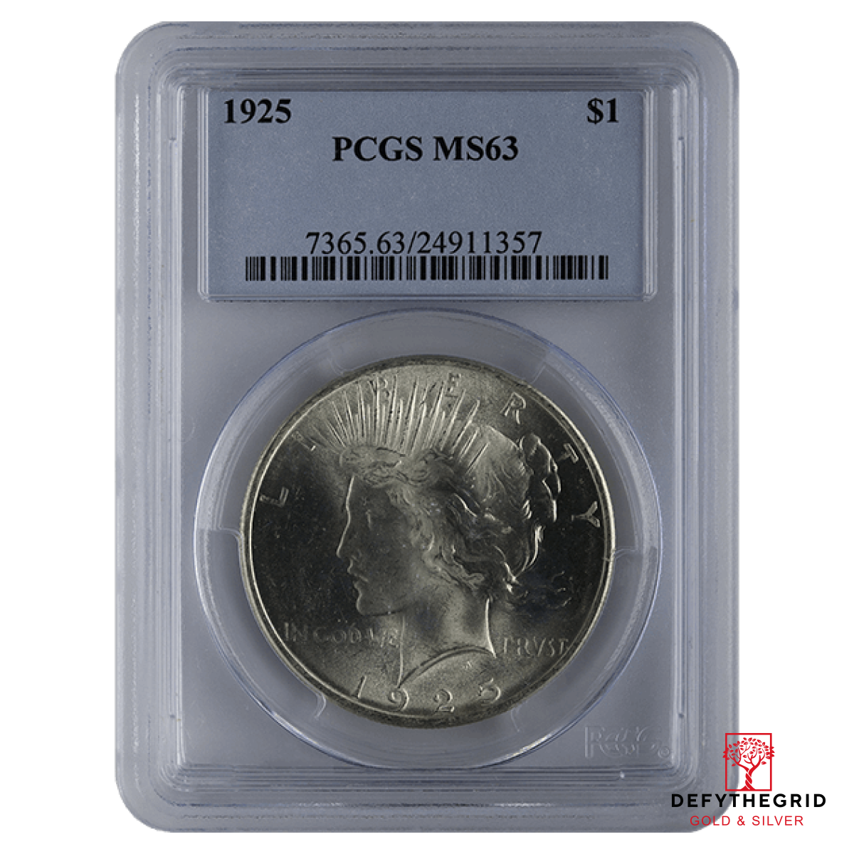 1921-1935 AMERICAN SILVER PEACE DOLLAR PCGS63 Obverse product photo